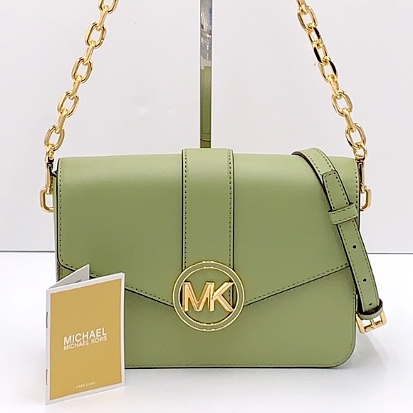 MICHAEL KORS CARMEN MEDIUM CONVERTIBLE SHOULDER BAG LIGHT SAGE COLOR - Picture 2 of 16